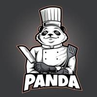 kocken panda maskot logotyp vektor illustration mall isolerade