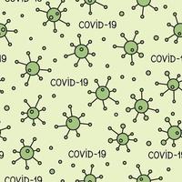 virusepidemi seamless mönster. bakgrund med illustration av coronavirus. dekorativ covid-19 medicinsk design. abstrakt bakterie kaklade konsistens vektor