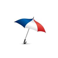 Farbiger Regenschirm mit französischer Flagge. reise frankreich zeichen. französisches modeaccessoire isoliert vektor