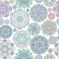 abstrakte florale Formlinie nahtloses Muster. Arabischer linearer geometrischer Zierhintergrund mit Mandalaformen. Winterschneeflocken-Feiertagsdekor vektor