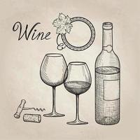 vin set. dricka vin. kafé bar meny banner. vinglas, flaska, bokstäver. vin kort bakgrund vektor