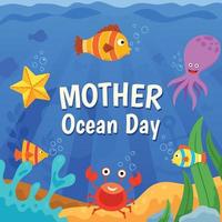 Unterwasserleben am Tag der Mutter des Ozeans vektor