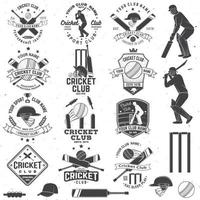 Set von Cricket-Club-Abzeichen mit Gestaltungselement. Vektor. konzept für hemd, druck, stempel oder t-stück. Vorlagen für Cricket-Sportvereine. vektor