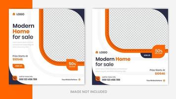 fastigheter sociala medier post designmall för hus, hem, bostad banner vektor