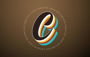 bokstaven c-logotyp med retro popkonstdesign. handskrivet brev med vintage typsnitt och rundad textram. vektor