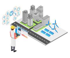 solpanel elektrisk underhåll och reparation illustration vektor