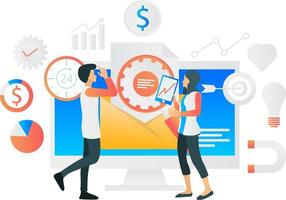 illustrative datar email marketing bekerja 24 jam vektor