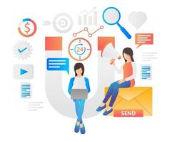 illustrative datar email marketing bekerja 24 jam vektor