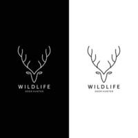 Strichzeichnungen Hirsch jagen Wildtiere im Freien Logo Vektor Illustration Design