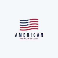 streifen amerikanische flagge logo design vintage, illustration der usa flagge, unabhängigkeitstag vektor von uns