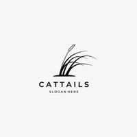 flache Cattail-Logo-Vektordesign-Vintage-Illustration, florale Inspiration, cleveres Reed-Logo vektor