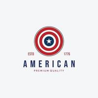 Kreis des Logovektors der amerikanischen Flagge, Illustrationsdesign des Kapitäns Amerika, Usa-Weinlesekonzept vektor
