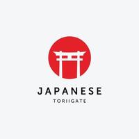 minimalistisches torii-tor-vektorlogo, vintage-designillustration der traditionellen kultur japan vektor