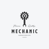 Zahnradschlüssel Schraubenschlüssel Kolben Vintage Logo. minimalistische illustration des mechanischen garagenladenvektors. Entwurf eines Kolbenautomobilkonzepts vektor