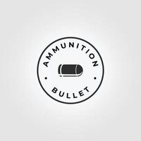 minimalistisk emblem kula logotyp vintage vektor kontur ammunition ammunition illustration design