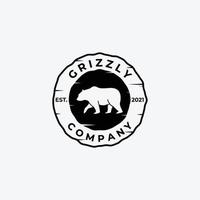 Emblem Vintage Walking Bear Hunter Logo Vektor Design Illustration, Grizzlybär, Eisbär, Schwarzbär