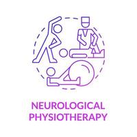 Symbol für das violette Konzept der neuromuskuloskelettalen Physiotherapie mit Farbverlauf. körperliche Rehabilitation. Therapeut Behandlung abstrakte Idee dünne Linie Illustration. Vektor isolierte Umrissfarbe Zeichnung