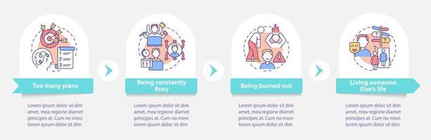 ur balans liv rund infographic mall. ohälsosamma vanor. datavisualisering med 4 steg. process tidslinje info diagram. arbetsflödeslayout med linjeikoner. otaliga pro-fet, vanliga typsnitt som används vektor