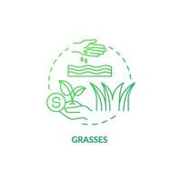 Gräser grüne Farbverlauf Konzept Symbol. wachsende Switchgrass abstrakte Idee dünne Linie Illustration. Biokraftstoffproduktion. isolierte Umrisszeichnung. Roboto-Medium, unzählige pro-fette Schriftarten verwendet vektor
