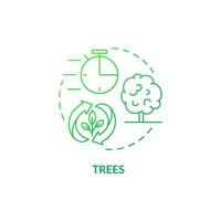 Bäume grünes Farbverlauf-Konzept-Symbol. erneuerbare natürliche ressourcen abstrakte idee dünne linie illustration. Energiequelle aus Biomasse auf dem Bauernhof. isolierte Umrisszeichnung. Roboto-Medium, unzählige pro-fette Schriftarten verwendet vektor