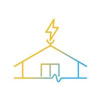 Lineares Vektorsymbol für den Blitzableiterverlauf. Schutz von Gebäuden vor Schäden durch Blitzschlag. Brandgefahr vorbeugen. Farbsymbol mit dünner Linie. Piktogramm im modernen Stil. Vektor isoliert Umrisszeichnung