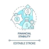 finansiell stabilitet turkos konceptikon. besparingar för att få ett balanserat liv abstrakt idé tunn linje illustration. isolerade konturritning. redigerbar linje. roboto-medium, otaliga pro-bold typsnitt som används vektor