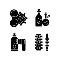 handmassagegeräte schwarze glyphensymbole auf weißem raum. Anti-Cellulite-Massagegerät. Geräte zum Massieren von Rücken und Beinen. Muskelschmerzen lindern. Silhouettensymbole. vektor isolierte illustration