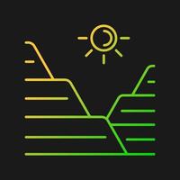 Löss-Gradienten-Vektorsymbol für dunkles Thema. Sedimentlandschaft. vom Wind verwehter Staub und Schlickbildung. Typ Bergland. Farbsymbol mit dünner Linie. Piktogramm im modernen Stil. Vektor isoliert Umrisszeichnung