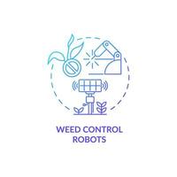 Symbol für das blaue Gradientenkonzept von Unkrautbekämpfungsrobotern. feldaktivitätsautomatisierung abstrakte idee dünne linie illustration. Landwirtschaft. isolierte Umrisszeichnung. Roboto-Medium, unzählige pro-fette Schriftarten verwendet vektor