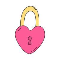 rosa hjärtformat lås. vektor illustration i tecknad stil isolerad på en vit bakgrund. symbol för kärlek och äktenskaplig trohet