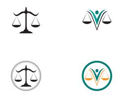 Gerechtigkeitsrechtsanwaltslogo und Symbolschablonenikonen-APP vektor