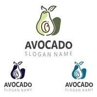 avokado färsk frukt logotyp design kreativa illustration mall vektor