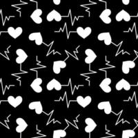 monokromt mönster med hjärtslagssymbol vektor