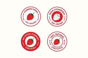 jordgubbsetiketter uppsättning med jordgubbar och jordgubbar stämpel märke etikett design set vektorillustration vektor