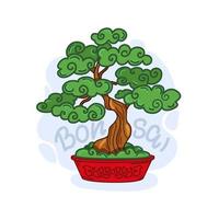 bonsai träd tecknad vektorillustration. isolerad bakgrund. vektor