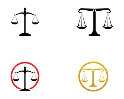 Gerechtigkeitsrechtsanwaltslogo und Symbolschablonenikonen-APP