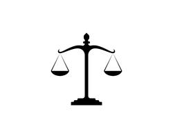 Gerechtigkeitsrechtsanwaltslogo und Symbolschablonenikonen-APP