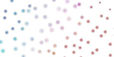 hellblaues, rotes Vektor-Gekritzelmuster mit Blumen. vektor
