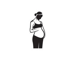 gravid kvinna linjekonst symboler mall vektor