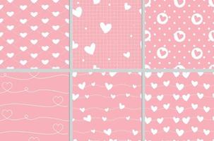 valentine hjärta seamless mönster på rosa bakgrund samling vektor