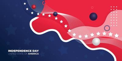 glad självständighetsdagen för Amerikas förenta stater med röd och blå abstrakt bakgrund. amerikanska flaggan bakgrundsdesign. vektor