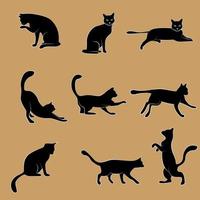 olika katt siluetter av vektordesign vektor