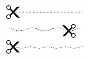 Schere mit Schnittliniensymbol. entlang der Kontur schneiden. einfache Vektorillustration vektor