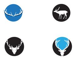 Hauptrotwildtierlogoschwarzes silhouete Ikonen vektor