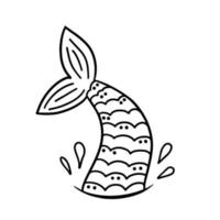Fischschwanz. hand gezeichnete silhouette des schwanzes der meerjungfrau. Illustration für Hintergründe, Cover, Verpackungen, Grußkarten, Poster, Aufkleber, Textil- und Saisondesign. isoliert auf weißem Hintergrund. vektor