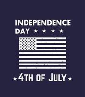 4 juli, självständighetsdagen patriotisk affisch med amerikanska flaggan, vektor