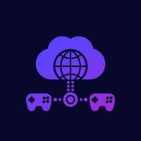 Cloud-Gaming-Symbol mit Gamecontrollern vektor