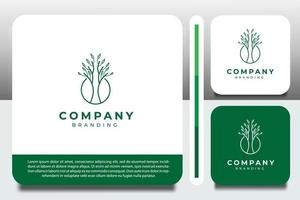 Logo-Design-Vorlage mit kleiner grüner Pflanzenikone vektor