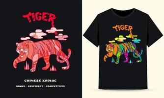 kinesisk zodiac tiger illustration röd färg lämplig för screentryck vektor