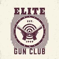gun club vintage emblem, t-shirt druck mit pistolen und ziel vektor